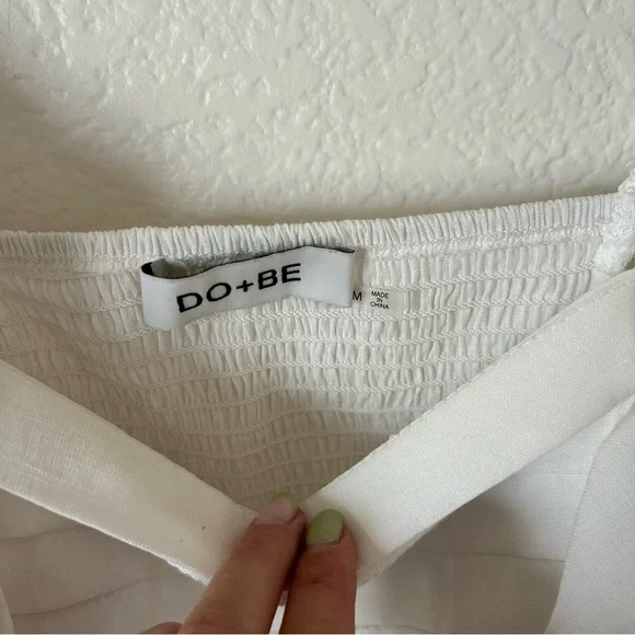 DO+BE White Ruffle Fair, Cottagecore, Boho, Coastal, Airy, Off Shoulder Crop Top - Picture 3 of 8